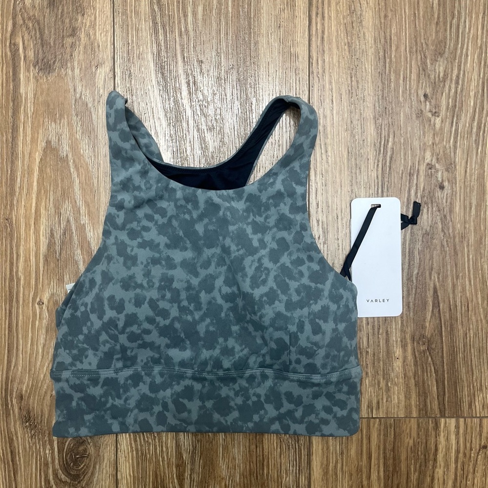 NWT Varley Gray Leopard Print Sports Bra Sz S MSRP $68